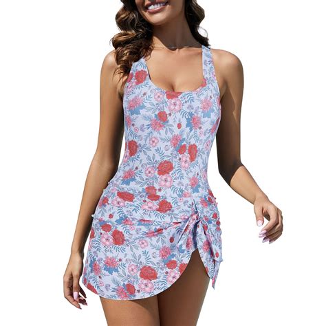 Zando One Piece Swim Dress Tummy Control One Piece Swimsuit women ...