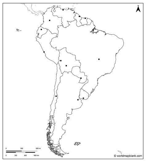 South American Countries And Capitals Map Blank Map Of The Continent