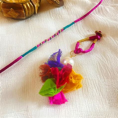 Buy Handmade Ecofriendly Braided Multicolour Bhaiya Bhabhi Rakhi With ...