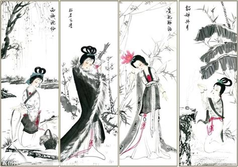 中国古代四大美女设计图__绘画书法_文化艺术_设计图库_昵图网nipic.com