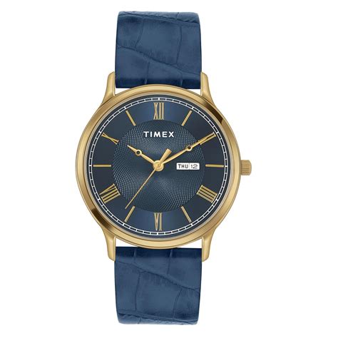 TIMEX Analog Watch for Man with Blue Round Dial & Blue Leather Strap ...