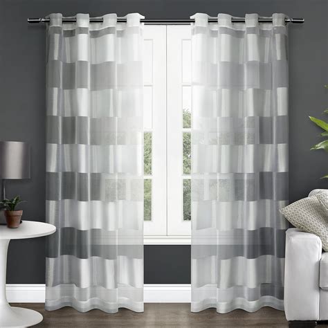 Exclusive Home Navarro Striped Sheer Grommet Top Window Curtain Panels ...