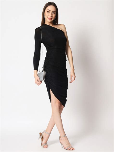Buy Beatnik Blend Off-shoulder Black Womens Dresses dresses Online for ...