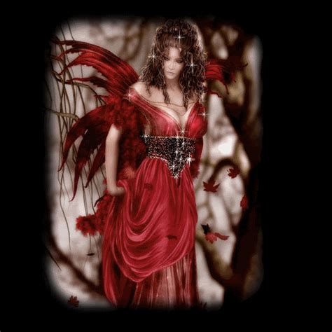 a woman in a red dress with wings