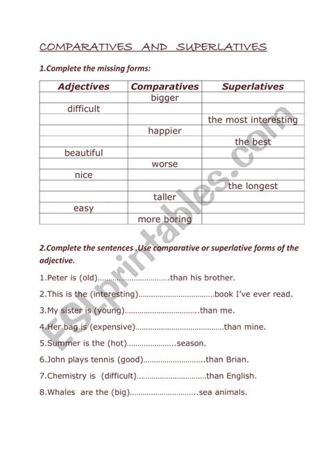 Image result for TES Adjectives Worksheet