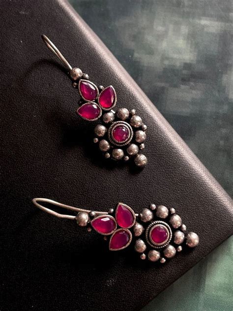 Oxidized Monalisa Stone Light weight Earring – Prettiq