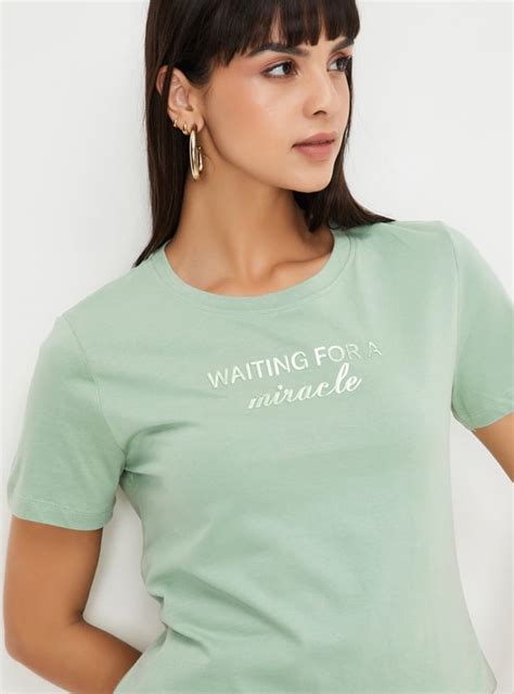 Buy Women Text Applique T-shirt Online at just Rs. 299.0 ...