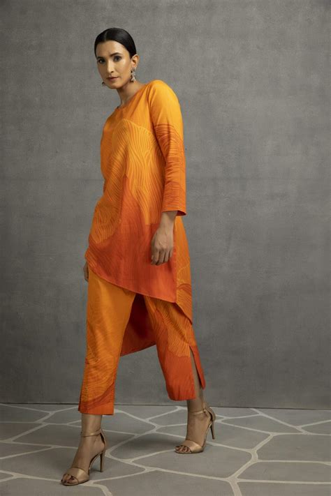 Shop Yellow Orange Printed Co-Ord Set Online – Kahani Lush