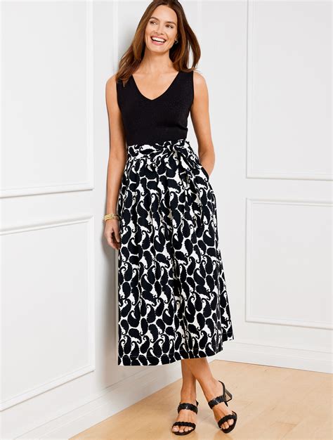 Paisley Shadow Poplin Fit & Flare Skirt | Talbots