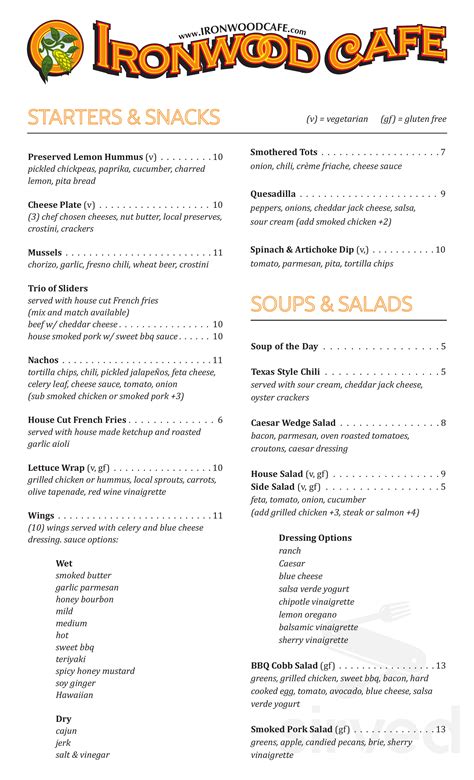 Ironwood Cafe Westlake menus in Westlake, Ohio, United States