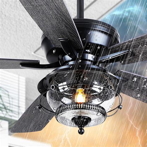 Asyko Outdoor Ceiling Fans with Light and Remote - 52 Inch Waterproof ...