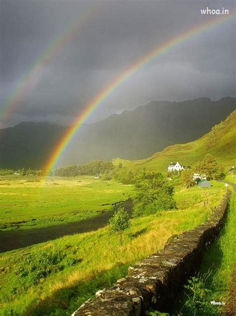 Two Raimbows Natural Hd Wallpaper