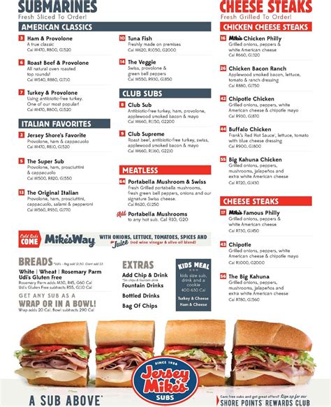 Free Printable Jersey Mike's Menu & More! - Printables for Everyone