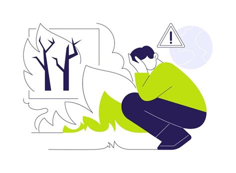 Wildfires abstract concept vector illustration upset man looking at the ...