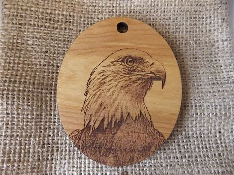 Wood Ornament Laser Engraved With Image of a American Bald - Etsy