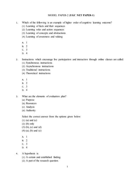 UGC Net Model Question Papers with Answers 的图像结果
