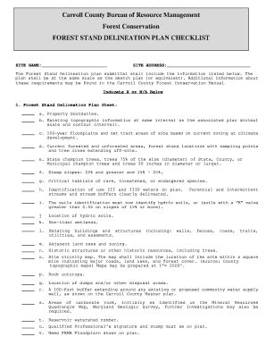 Fillable Online Forest Conservation Plan Checklist - Carroll County ...