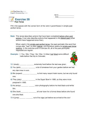 Fillable Online englishforeveryone Org 2008 Name Date Exercise 28 Past ...