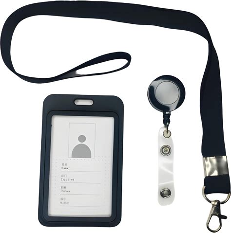 AKAN Black Vertical ID Card Badge Holder with Lanyard and Retractable ...