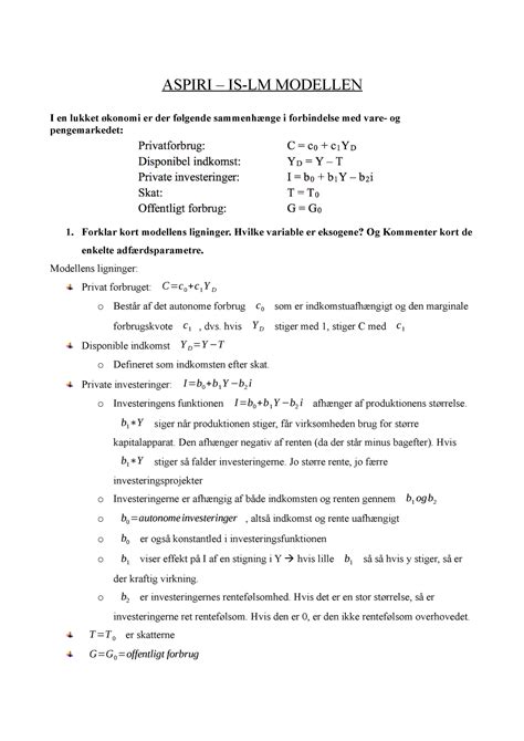 Aspiri – IS-LM Modellen - ASPIRI – IS-LM MODELLEN I en lukket økonomi ...