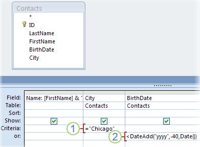 Image result for Access Query Criteria Examples