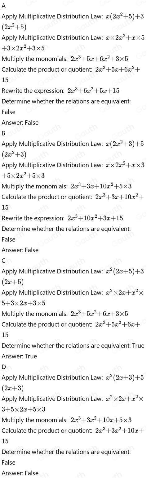 Solved: 2x^3+5x^2+6x+15 Which of the following is equivalent to the ...