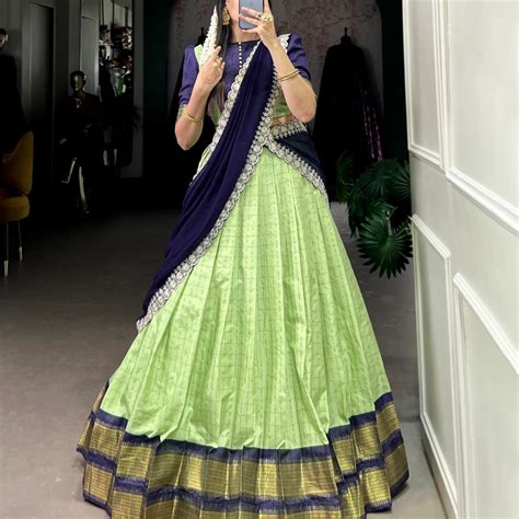 Vanita Zari Chex Davani Set / Langa Davani / Half Sarees | Shoppers Tr ...