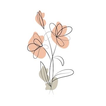 One line drawing minimalist flower illustration in line art style ...