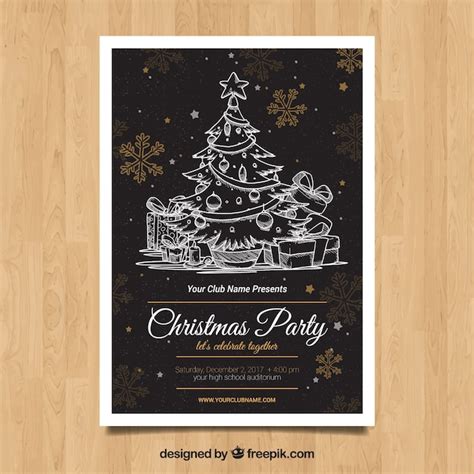 Christmas poster with hand drawn style | Free Vector