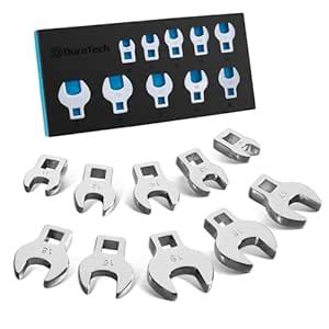 DURATECH 10-Piece 3/8" Drive Crowfoot Wrench Set, Open End Wrench Set ...