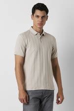 Van Heusen Denim Labs Polo T-Shirts, Men Grey Textured Polo Neck T ...