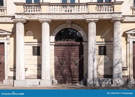 The Antique Front Door with Antique Poles Stock Photo - Image of palace ...