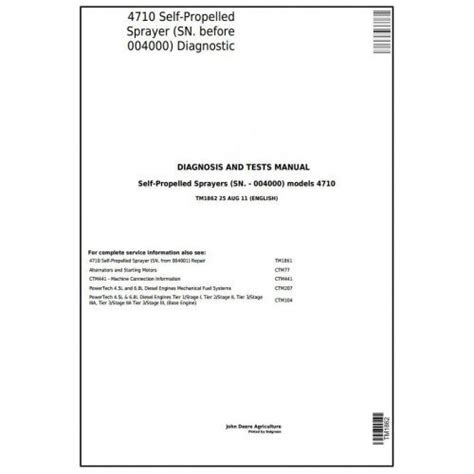 TM1862 John Deere 4710 Self-Propelled Sprayers Pdf Diagnosis and Tests ...