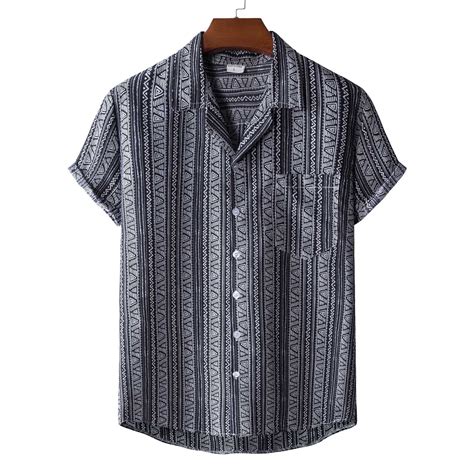 POTETI Mens Summer Shirt Beach Hawaiian Short Sleeve Casual Tropical ...