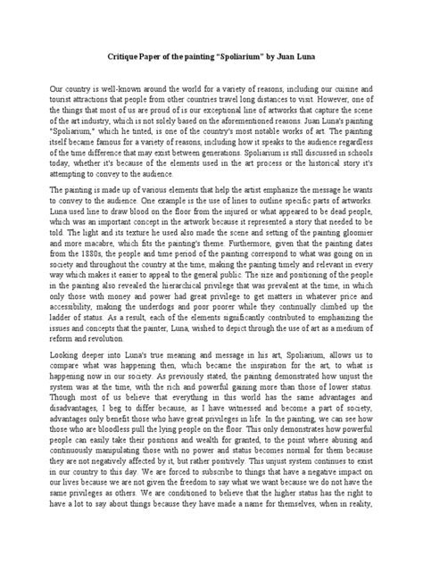 Image result for Critique Paper Sample
