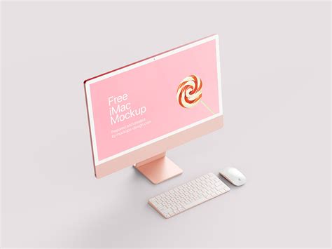 Free Pink iMac 24" 2022 Mockup PSD Set - Free PSD Mockups