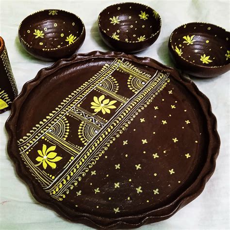 Kalkakriti Matir Thala Set | Clay Dinnerware – Karukarjo
