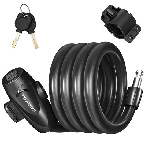 Titanker Bike Locks with Keys, Bike Lock Cable 4 Feet Coiled Secure Bike Cable Lock with ...