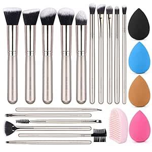 MAANGE Makeup Brushes 16 Pcs with Makeup Sponges 4 Pcs and 1 Brush ...