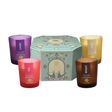 EKAM Pack of 4 Shot Glass Scented Candles| Long Lasting| Ideal for Home ...