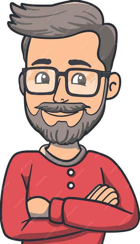Premium Vector | A cartoon man with glasses and a beard wearing glasses