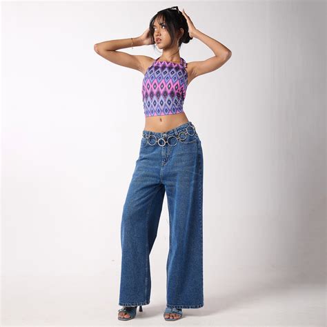 Baggy Jeans & Halter Printed Top – I Z F