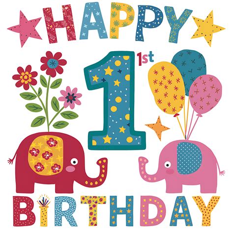 Free Download Colorful Balloons and Confetti Happy 1st Birthday