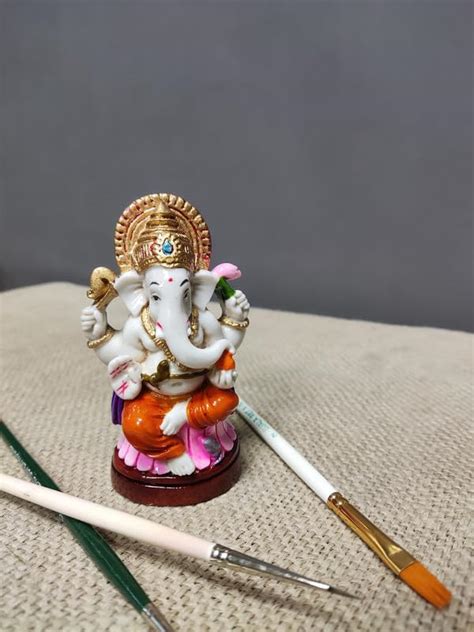 Buy PRATIMA Polyresin Ganesh Sitting on Lotus Idol|Kamal Ganesh|Ganpati ...