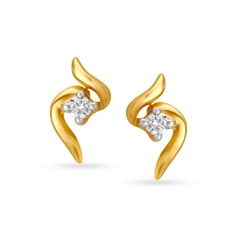 Contemporary Single Stone Bud Shaped Stud Earrings