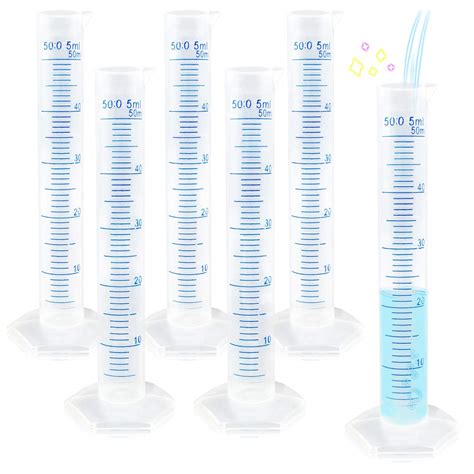 Kalevel 6pcs Measuring Graduated Cylinders 50ml Measuring Cylinders ...