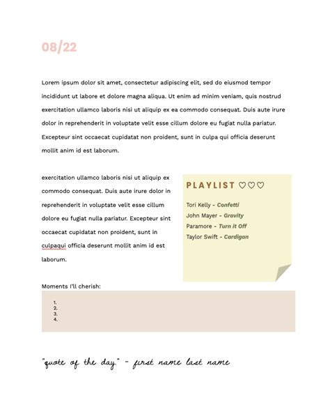 Google Doc List Template - Content Calendar Template