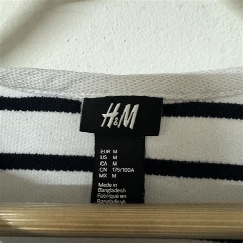 H&M Striped white and black t-shirt - Depop