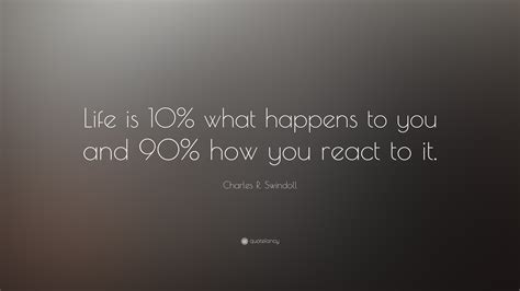 Charles R. Swindoll Quote: “Life is 10% what happens to you and 90% how ...