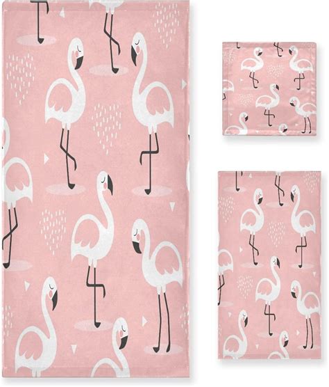 GZHJMY Pink Flamingos Towel Set of 3, Highly Absorbent Soft Towels with ...